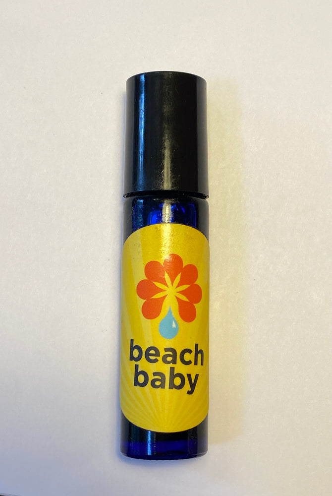 
            
                Load image into Gallery viewer, Cobalt blue rollerball filled with Beach Baby aromatherapy blend.
            
        